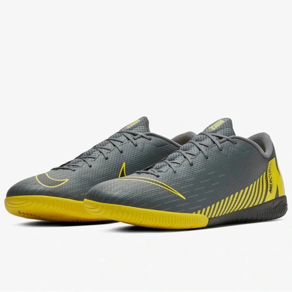 Nike Mercurial Vapor 12 Academy IC Shoes Size 7 Grey Yellow - Picture 2 of 13